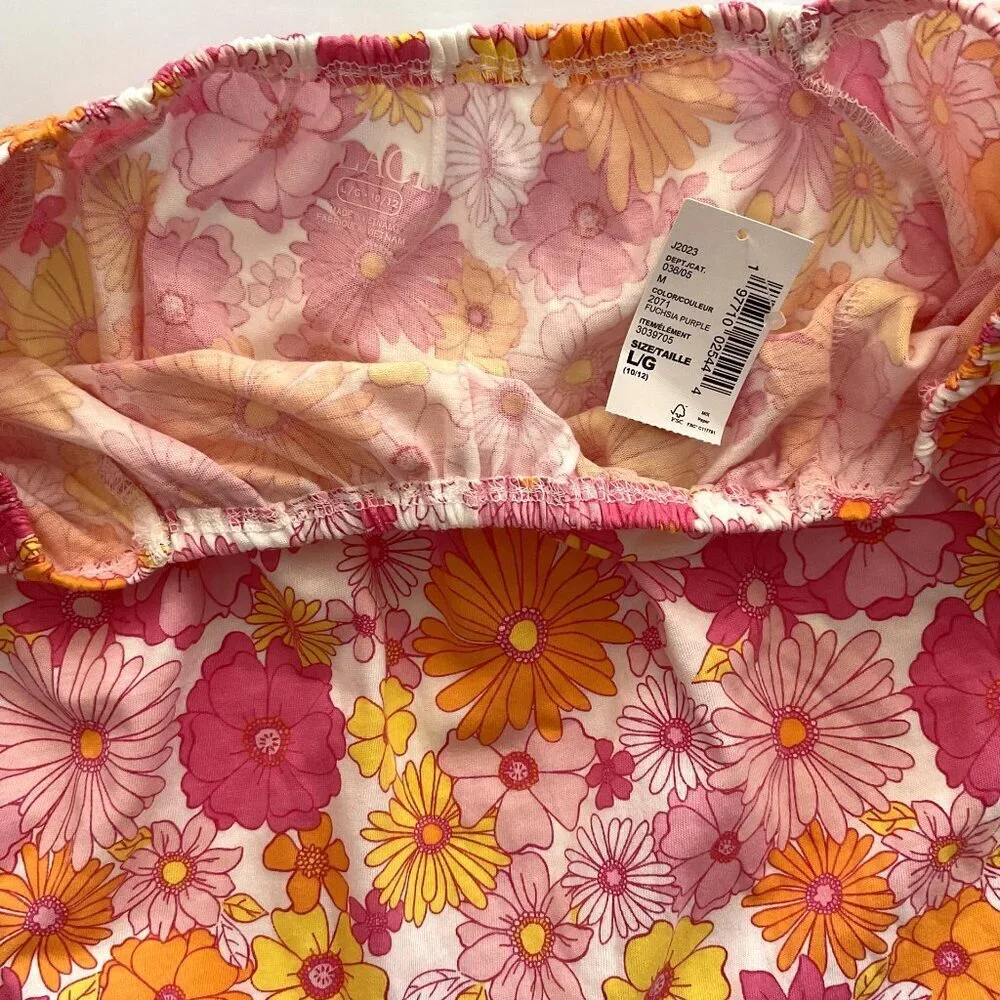 FLORAL YELLOW AND PINK GIRLS TOP 10/12
